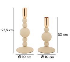 Porte-bougies aster cream, lot de 2, ø10x20-10x25,5 cm