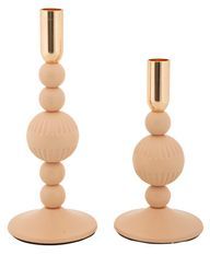 Porte-bougies aster rose, lot de 2, ø 10 cm, x 20-25,5 cm