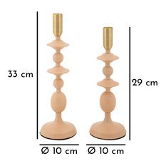 Porte-bougies gémeaux rose lot de 2 pièces cm ø10x29-10x33