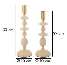 Porte-bougies gemini crème, ensemble de 2 pièces, ø10x29-10x33 cm