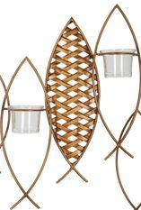 Porte-bougies mural en forme de poisson 66x9x40,5 cm