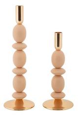 Porte-bougies navette rose, lot de 2 pièces, ø10x25-10x33,5 cm