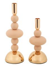 Porte-bougies rose galaxie, lot de 2, ø 10 x 22 cm - 10 x 30 cm