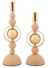 Porte-bougies rose saturne, lot de 2, ø 10 x 27-10 x 33 cm