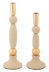 Porte-bougies strek cream, lot de 2, ø9,5 x 25 cm - 9,5 x 30 cm