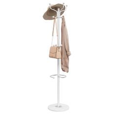 Porte-manteau avec porte-parapluie blanc fer enduit de poudre