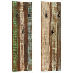 Porte-manteau mural 2pcs 36x3x110cm Bois massif de récupération