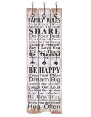 Porte-manteau mural avec 6 crochets 120 x 40 cm FAMILY RULES