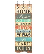 Porte-manteau mural avec 6 crochets 120 x 40 cm HOME IS