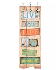 Porte-manteau mural avec 6 crochets 120 x 40 cm LIVE LIFE
