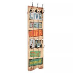 Porte-manteau mural avec 6 crochets 120 x 40 cm LIVE LIFE