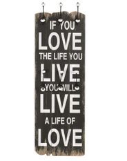 Porte-manteau mural avec 6 crochets 120 x 40 cm LOVE LIVE