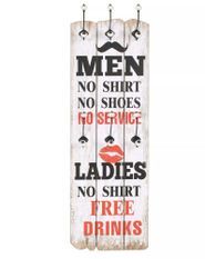 Porte-manteau mural avec 6 crochets 120 x 40 cm MEN LADIES