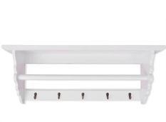 Porte-manteau mural blanc style baroque avec étagère