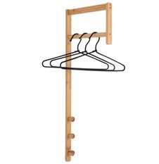 Porte-manteau mural TRENTO – Bambou naturel ou métal noir/blanc