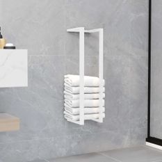 Porte-serviette Blanc 12,5x12,5x60 cm Acier