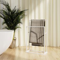 Porte-serviettes sur pied Blanc 48x24x78,5 cm Fer