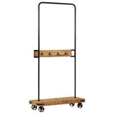 Porte-vêtements avec roulettes – Bois de manguier massif & Fer