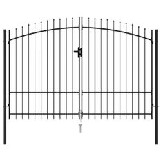 Portillon double porte avec dessus à pointe Acier 3x1,75 m Noir