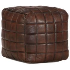 Pouf 40 x 40 x 40 cm Marron foncé Cuir véritable de chèvre