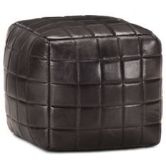 Pouf 40 x 40 x 40 cm Noir Cuir véritable de chèvre