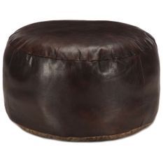 Pouf 60 x 30 cm Marron foncé Cuir véritable de chèvre