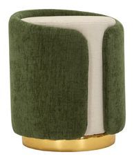 Pouf bicolore vert avec base dorée design glamour Ari