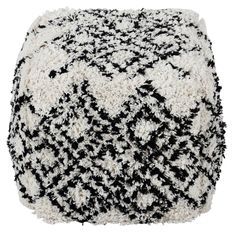 Pouf carré tissu noir et blanc Bettie