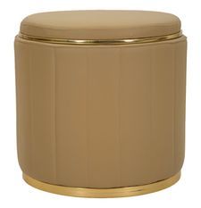 Pouf coffre de rangement marron avec base dorée London