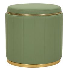 Pouf coffre de rangement vert avec base dorée London