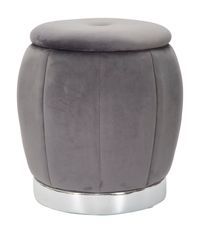 Pouf coffre Paris gris velours finition argent