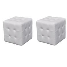 Pouf cube capitonné blanc (lot de 2)