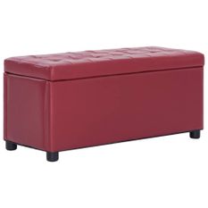 Pouf de rangement 87,5 cm Rouge bordeaux Similicuir