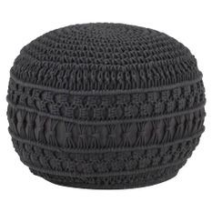 Pouf fait à la main en macramé Anthracite 45x30 cm Coton 4