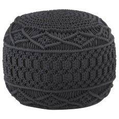 Pouf fait à la main en macramé Anthracite 45x30 cm Coton 3