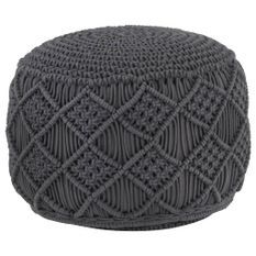 Pouf fait à la main en macramé Anthracite 45x30 cm Coton