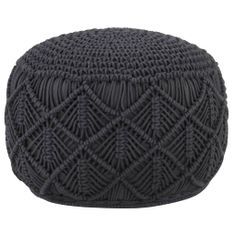 Pouf fait à la main en macramé Anthracite 45x30 cm Coton 2