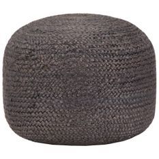 Pouf fait à la main Gris foncé 45 x 30 cm Jute