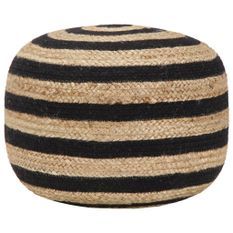 Pouf fait à la main Noir 45 x 30 cm Jute 2