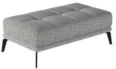 Pouf moderne tissu capitonné et pieds métal noir TORPILLE