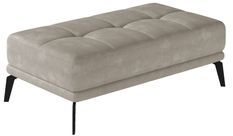 Pouf moderne velours capitonné et pieds métal noir TORPILLE