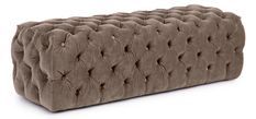 Pouf rectangulaire en velours taupe Vania L 123 cm
