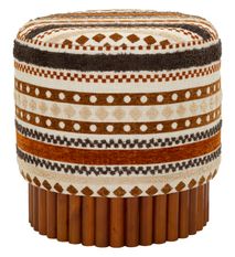 Pouf rond en tissu ethnique multicolore Madi