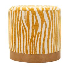 Pouf rond motif zèbre moutarde design doré Savana