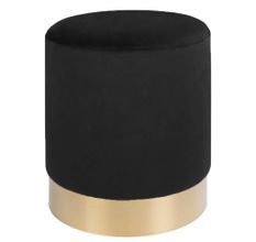 Pouf rond MYLA – Velours & base laiton