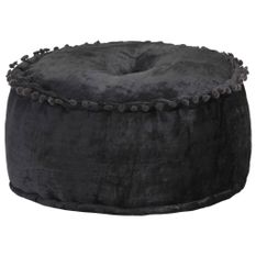 Pouf Rond Velours 40 x 20 cm Anthracite