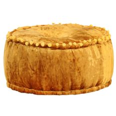 Pouf Rond Velours 40 x 20 cm Moutarde