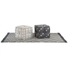Poufs et tapis 3 pcs Tissu à rayures