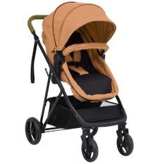 Poussette pour bébé 2-en-1 Taupe et noir Acier 2