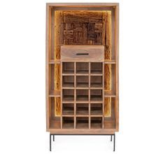 Range bouteilles lumineux MANGAL – Bois massif d'acacia & acier